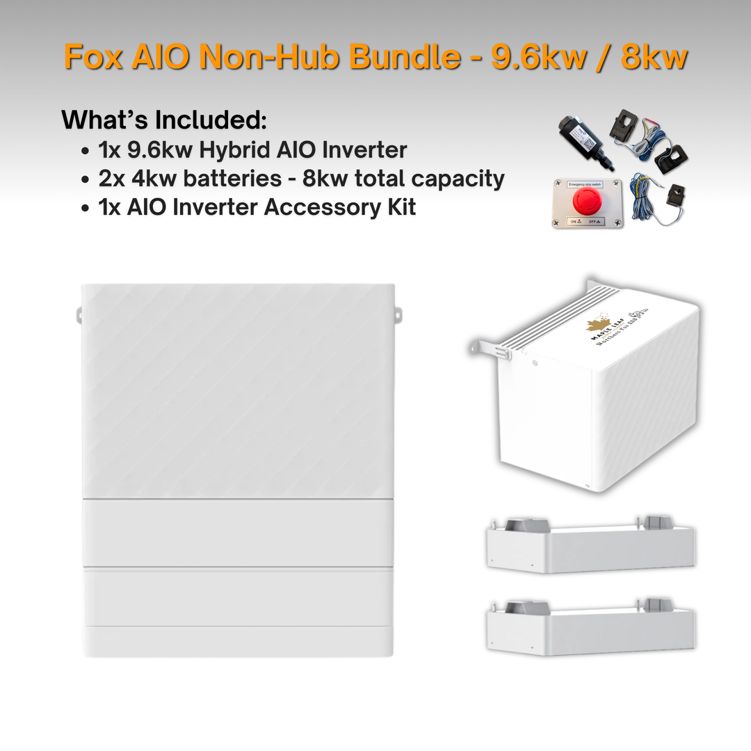 Maple Leaf Northern Fox AIO FLEX Hybrid Solar Inverter & Modular Battery Kits | 9.6kW or 11.4kW Inverter | 8kW to 28kW Expandable Energy Storage System | Optional Fox ESS Hub G2 Smart Energy Management
