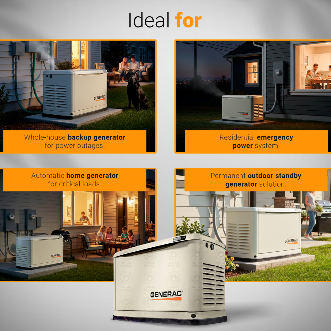 Generac 7171 10/9 kW Air-Cooled Home Standby Generator | Automatic Whole-House Backup Power System | Aluminum Weatherproof Enclosure | Natural Gas & Propane Ready | Quiet, High-Efficiency Residential Generator with ATS Compatibility