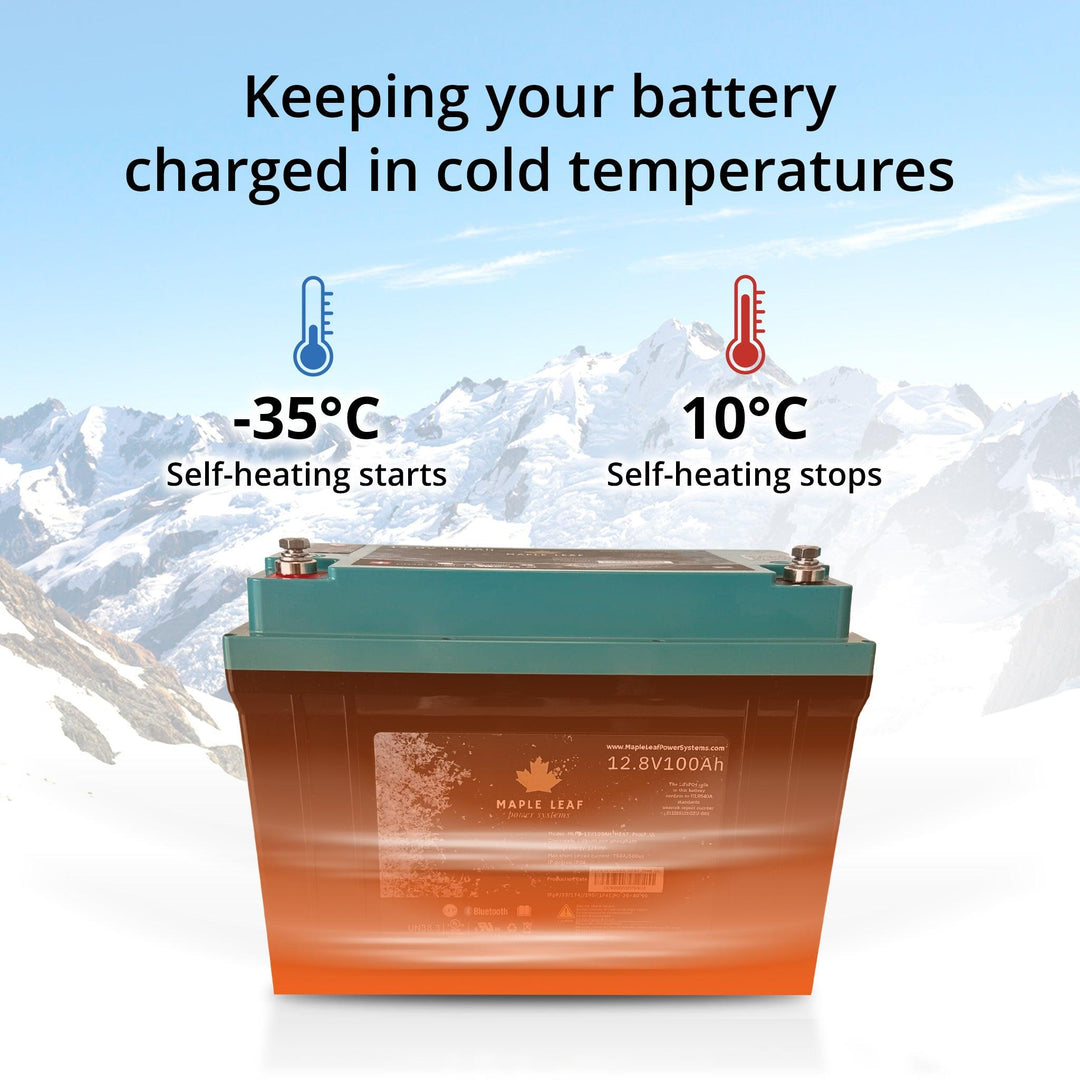 Maple Leaf 12V 100AH Lithium Iron Phosphate Battery - W/ Self-Heating Function | UL9540A & UL1973 Certified