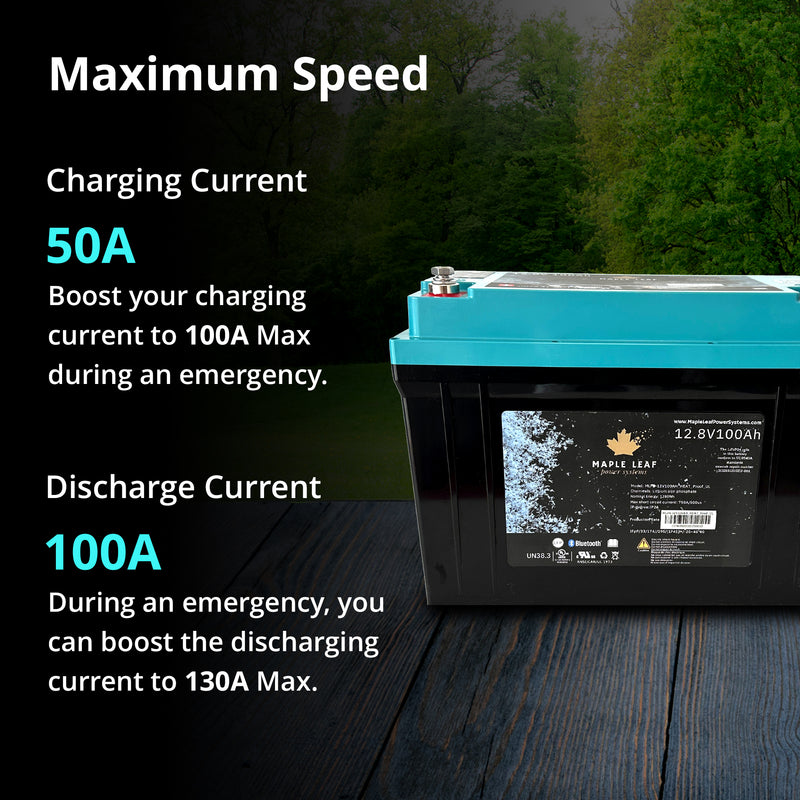 Maple Leaf 12V 100AH Lithium Iron Phosphate Battery W/ Self-Heating Function | UL9540A & UL1973 Certified