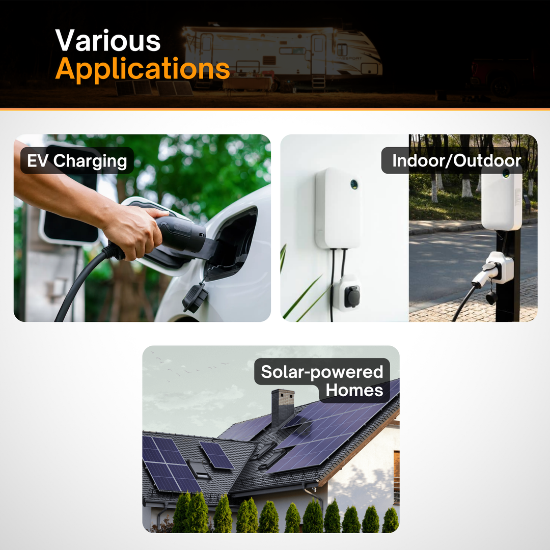 Emporia Level 2 EV Charger | Dual CCS & NACS Connectors | Hardwired or NEMA 14-50 | Black or White | Smart Load Management for Home EV Charging