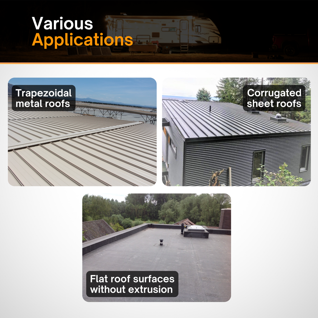 Maple Leaf Black Fast Install Mini-Rail Set | 400mm Mini-Rail 4 Screws and 4 Pads | Metal Roof Mount for Solar Panels