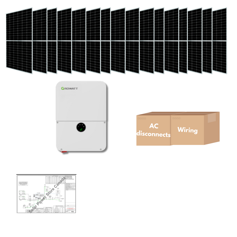 Growatt 10kw Grid Tied Kit - All-Black Or Bi-facial Solar Panels |  String Inverter 10kw | Optional Back Up Battery | Roof Or Ground Mount Options