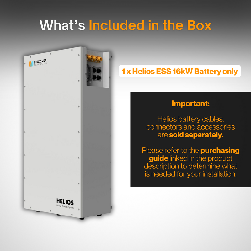 HELIOS ESS 16kWh LiFePO4 Off-Grid Lithium Battery for Cabins, Campers, RVs & Marine | 48V IP65 Outdoor Energy Storage System | Whole Home Backup, Emergency Power, Microgrid & Hybrid Inverter Use | Scalable Residential & Commercial Solar Battery Solution