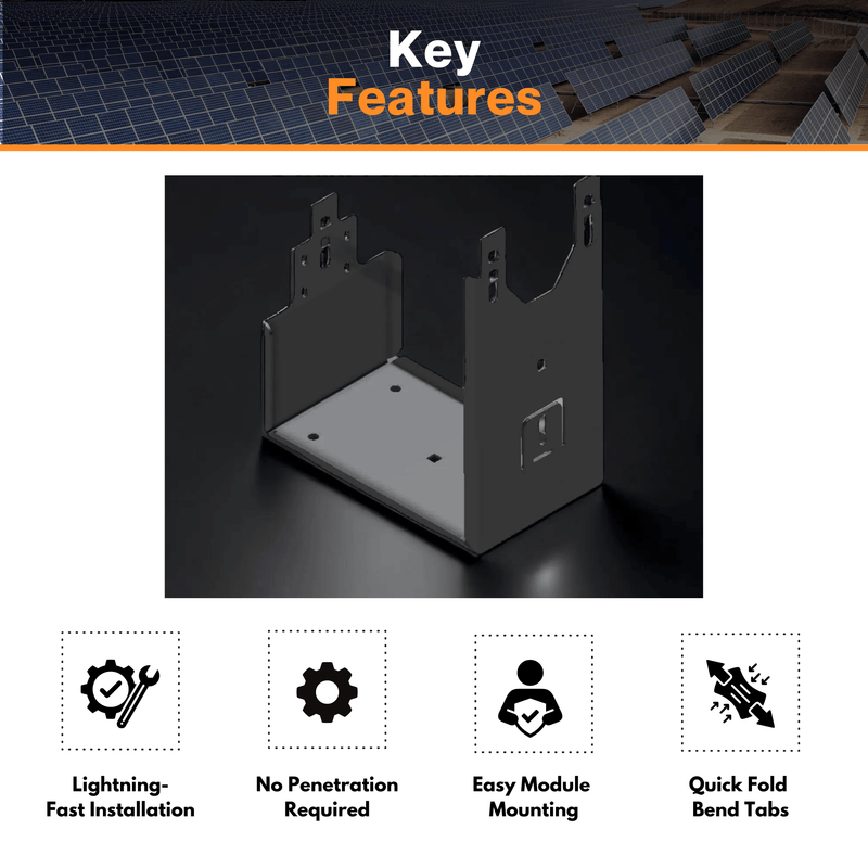 IntegraRack IR-05 Flat Roof Ballast Base (5 Degree) - 5°-30° Angle Adjustment | Fast Installation | Up to 700W of Panel Uplift | 5052-H32 Aluminum | UL 2703  Certified