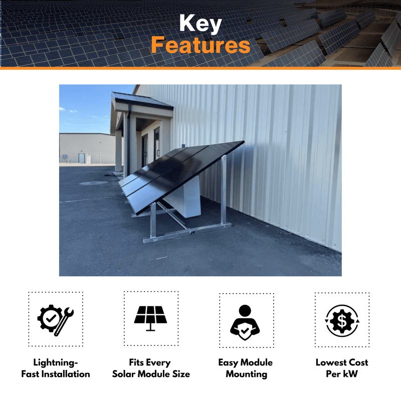 IntegraRack IR-30 BallastRack Solar Rack Frame - Fast Installation | 30° Fixed Angle| 6061-T6 Aluminum | UL 2703  Certified