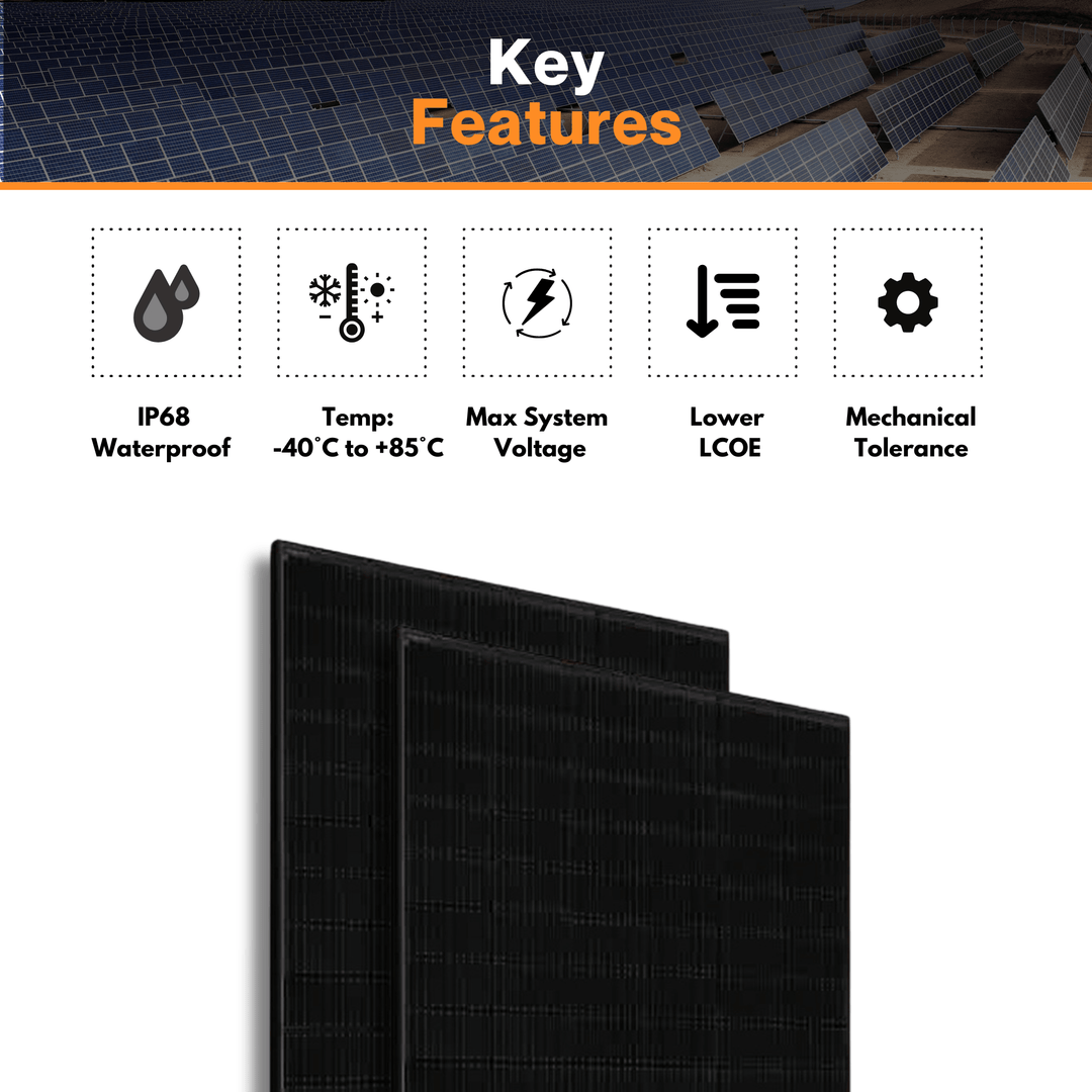 JA Solar 405W Monofacial Solar Panel - W/ 108 Split Cell | Deep Blue 3.0 Light | Half Cell Black Module | IP68 MC4 Connectors