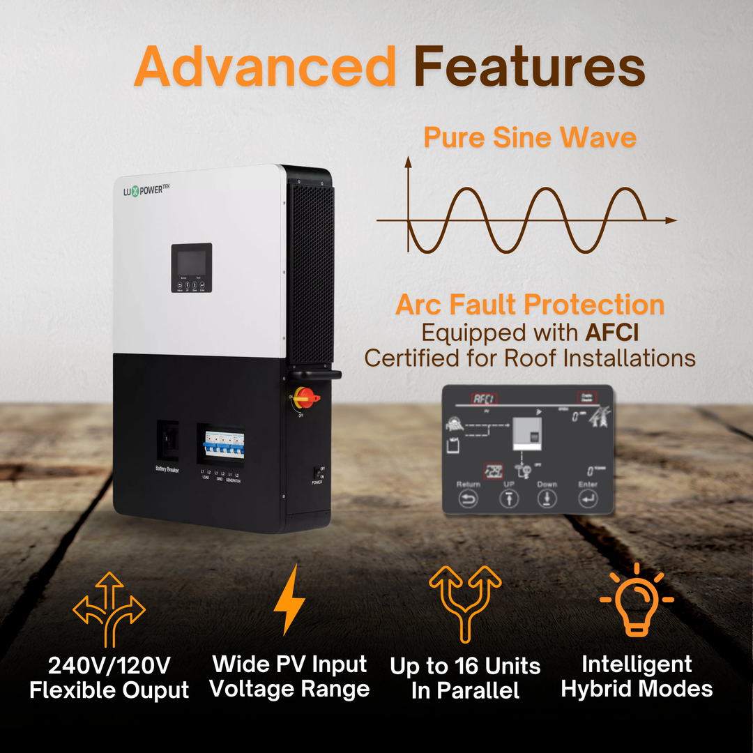 Luxpower LXP6K (SNA-US 6000) - Hybrid Off Grid Inverter | 8000W PV Input | 6000W Output | SNA 6k Split Phase | UL & CSA Approved | 6000XP