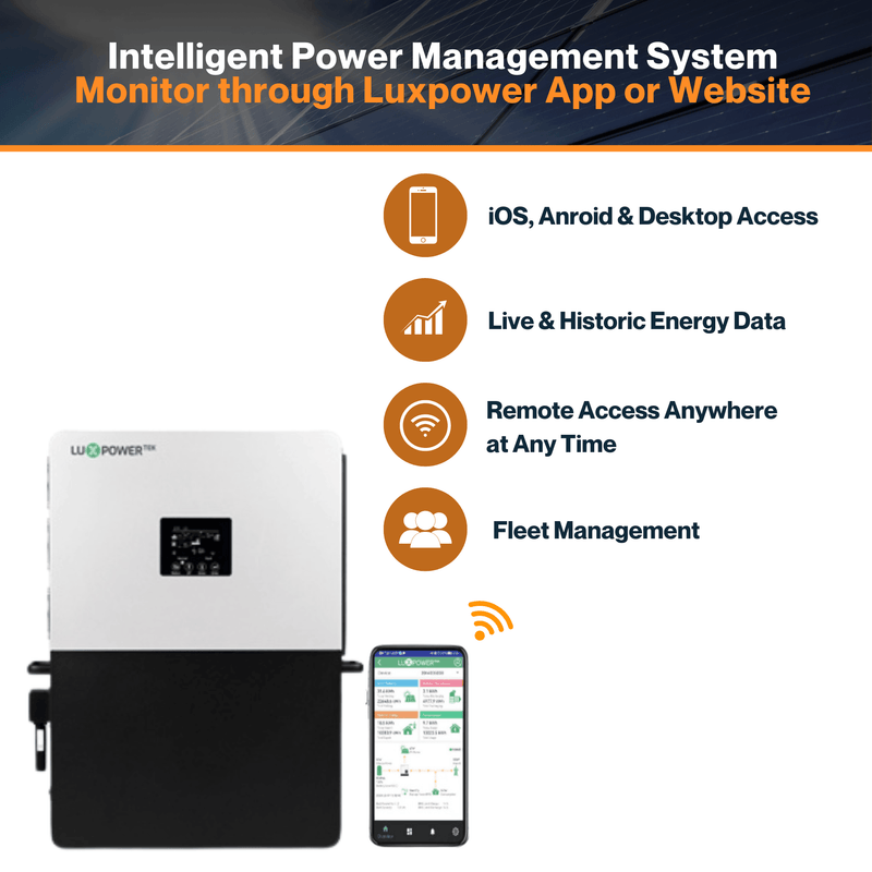 Luxpower SNA-NB-US 6K Hybrid Off Grid Inverter - No Breaker | 6000XP | 8000W PV Input | 6000W Output | 48V 120/240V Split Phase | W/ Generator Port, Touch Screen LCD, Remote Control Features | UL & CSA Approved