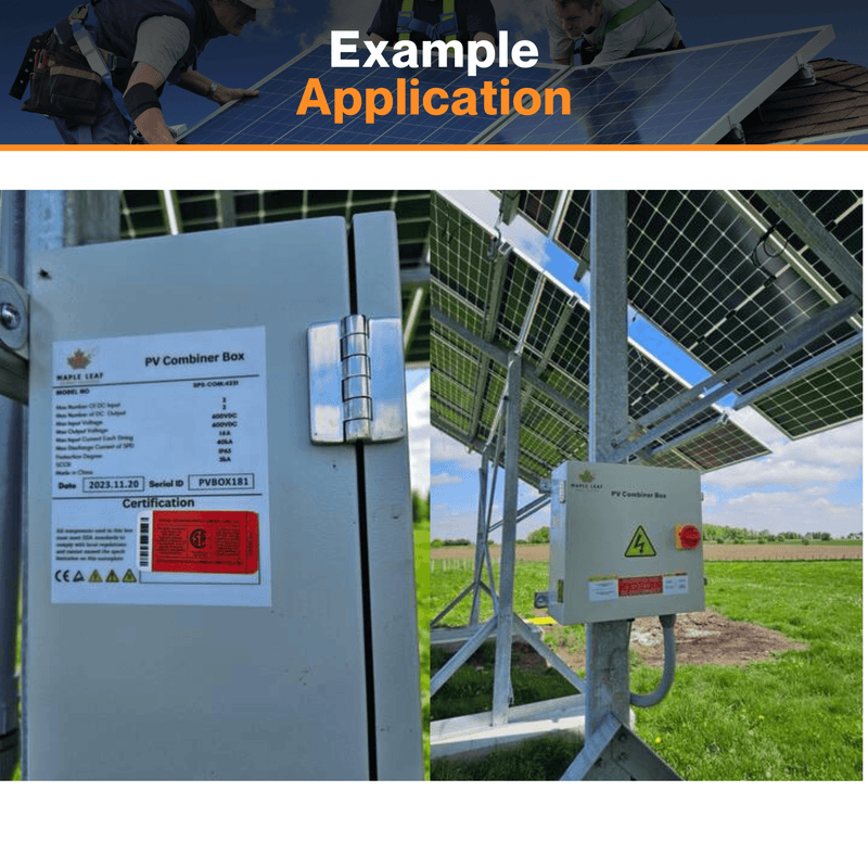 Maple Leaf Solar Combiner Box - 600 VDC Disconnect Box 2-In 2-Out | W/ Surge Protection | IP65 Waterproof & Lightning Arrester