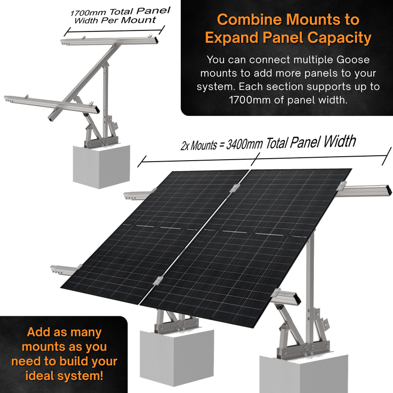 Maple Leaf Goose Adjustable Solar Panel Ground Mount | 30° Summer - 60° Winter Adjustable Angle