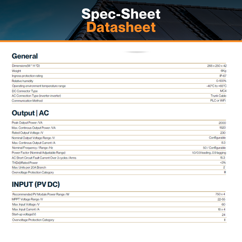 NEP Quadruple Inverter 2000w | W/ 97.3% High Efficiency | -40°C To +65°C | cCSAus and cETLus Certified