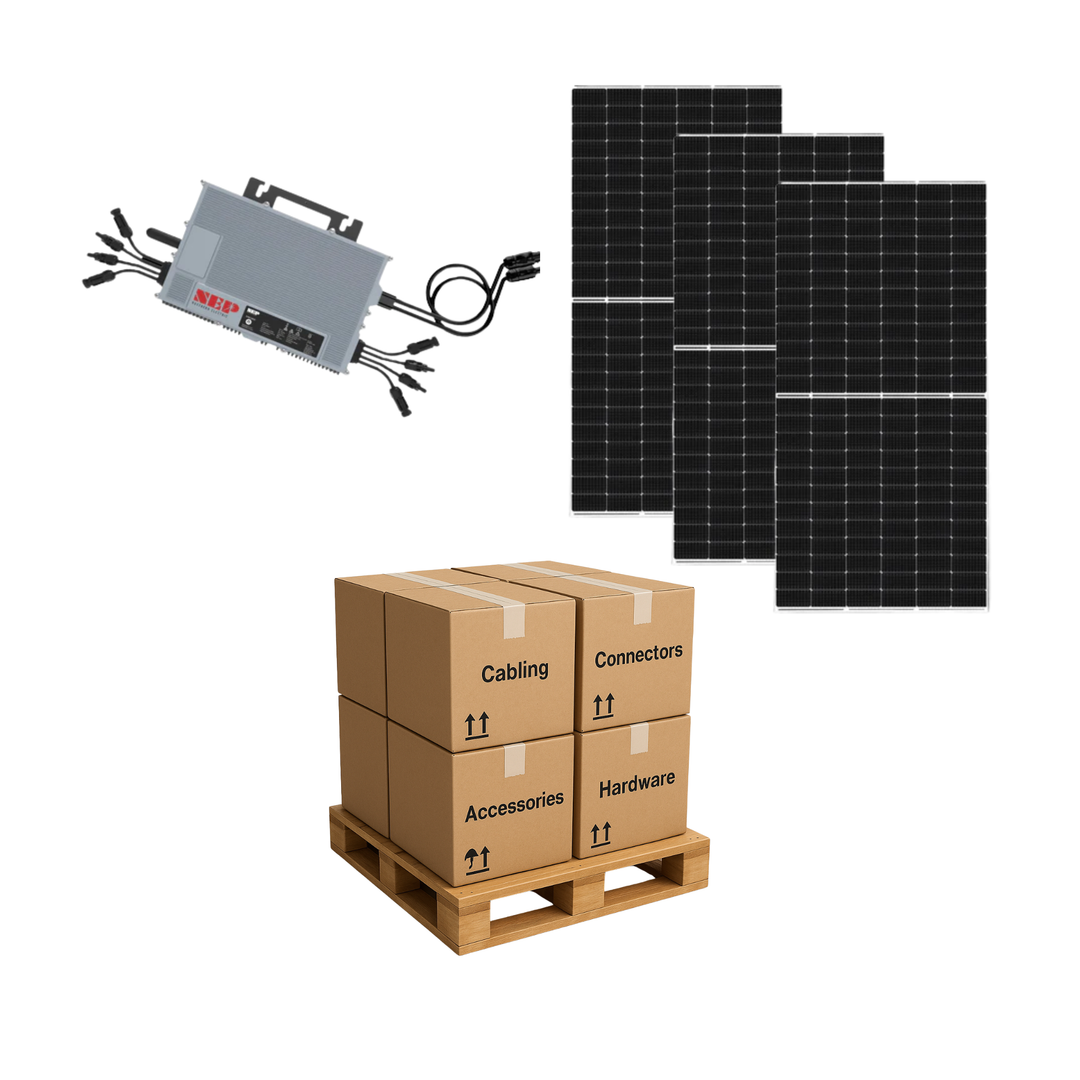 NEP 2000W Microinverters with 550W+ Tier-1 Class Bifacial Solar Panels | Complete Grid Tied Solar Power Kit