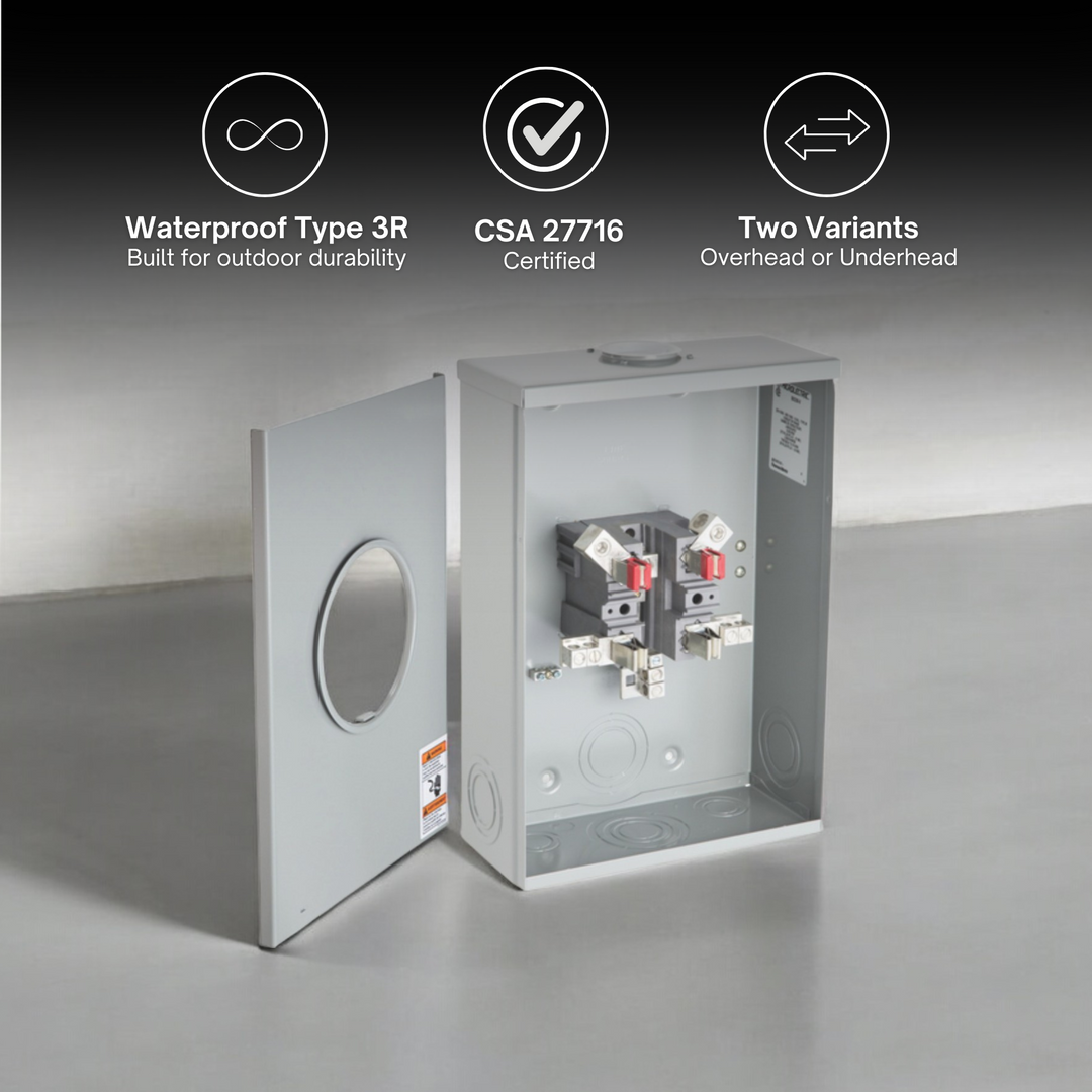 ABB BS2 Series 200A Dual Lug Meter Base| Meter Socket | Weatherproof Type 3R | Durable | Durable & CSA Approved | Overhead or Underhead