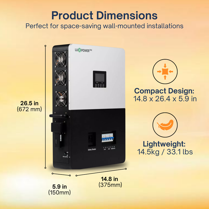 Luxpower LXP6K (SNA-US 6000) - Hybrid Off Grid Inverter | 8000W PV Input | 6000W Output | SNA 6k Split Phase | UL & CSA Approved | 6000XP