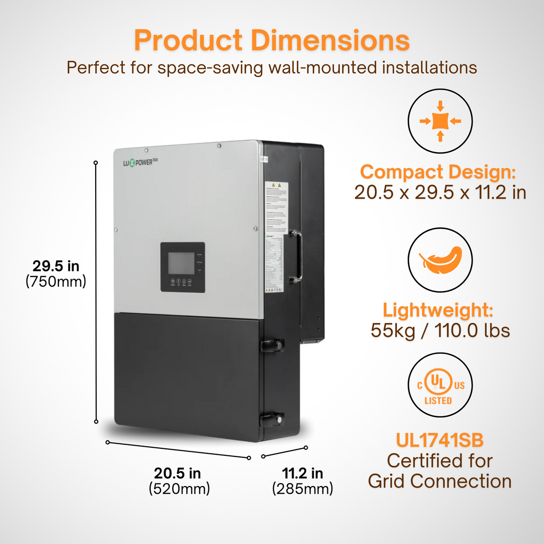 Luxpower LXP-LB-US 8k Hybrid Inverter - 48V 120/240V Split Phase | UL, CEC & CSA Approved