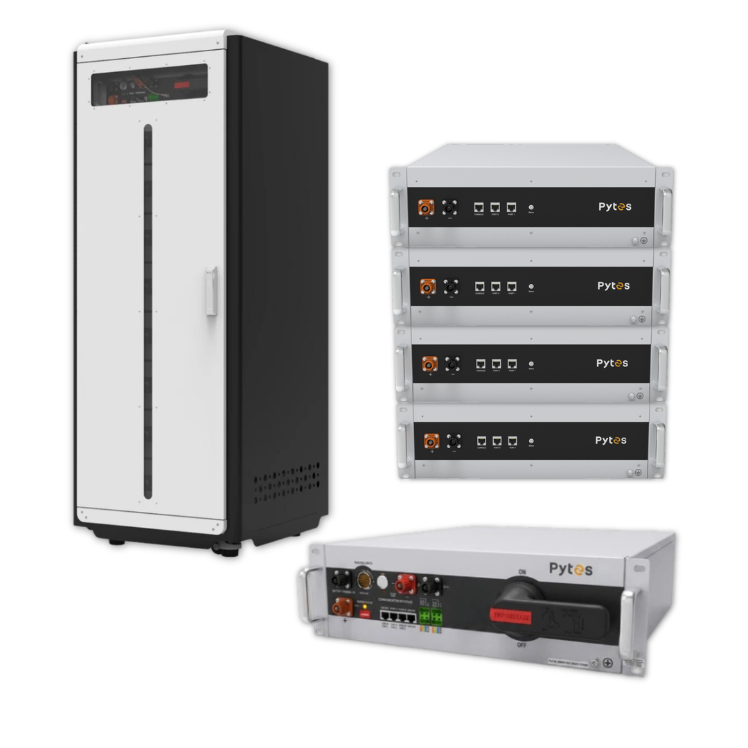 Pytes HV48100 High Voltage Battery Storage System 40Kw Kit | LiFePO4 Solar ESS Battery Bundle with BCU and Floor Mount Cabinet | UL9540 Certified
