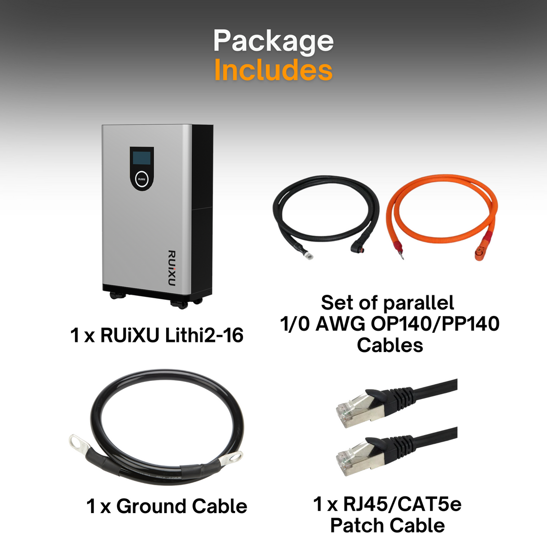 RUiXU Lithi2-16 16kWh LiFePO4 Battery | 51.2V 314Ah | Whole House Battery Backup | UL1973 UL9540A | Solar Battery Storage for Home | Off-Grid Power System | Outdoor Wall Mount & Mobile Design