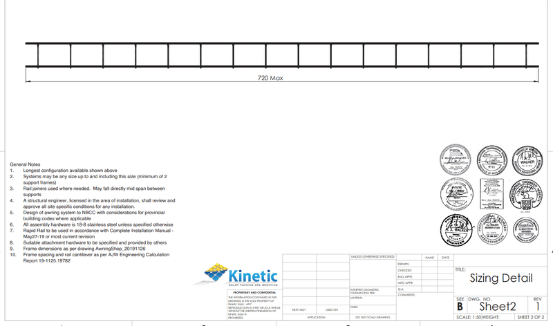 Kinetic Solar KWN60P-G Solar Panel Awning