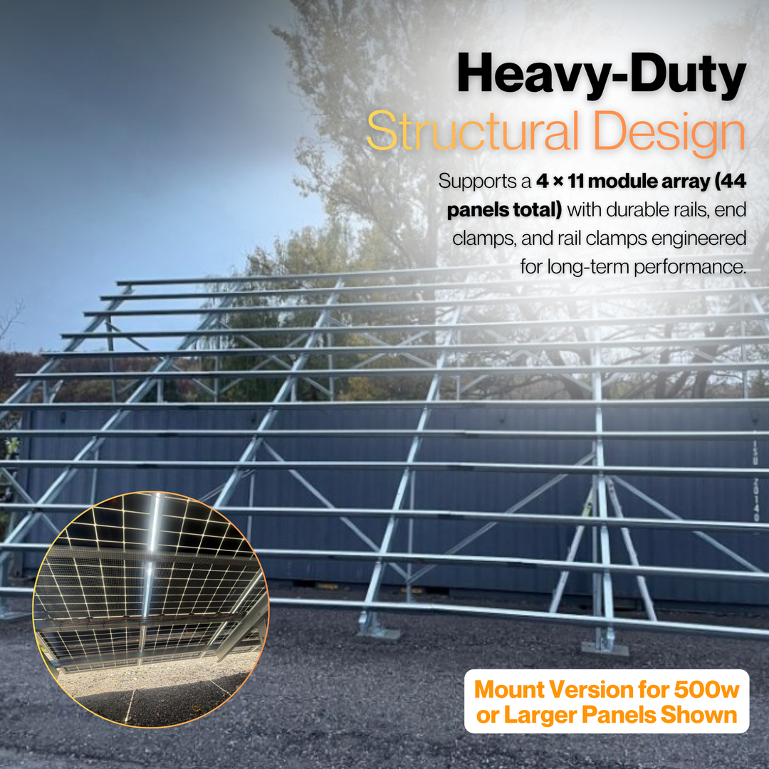 Shipping Container Mount System for 400w to 500w Solar Panels | 44-Panel Capacity | Heavy-Duty Solar Power Mounting System to Convert Shipping Container