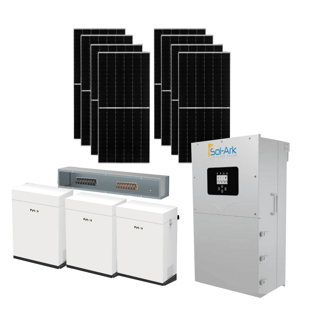 Sol-Ark 15K Hybrid Inverter Solar Kit | Pytes Energy 48V 100AH EBOX | Roof or Ground Mount Options