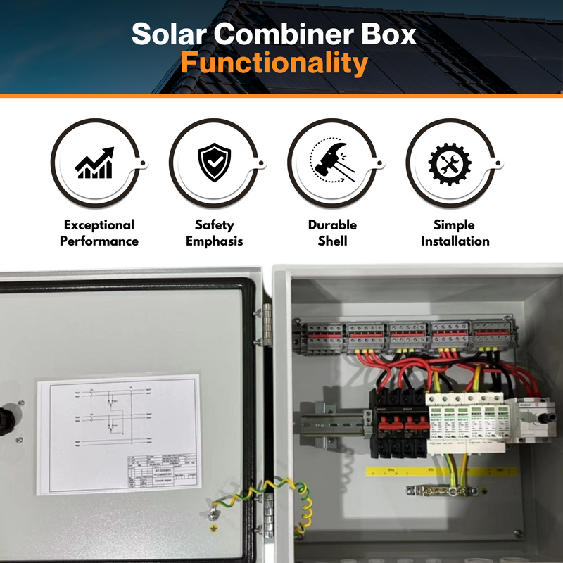 Maple Leaf Solar Combiner Box - 600 VDC Disconnect Box 2-In 2-Out | W/ Surge Protection | IP65 Waterproof & Lightning Arrester