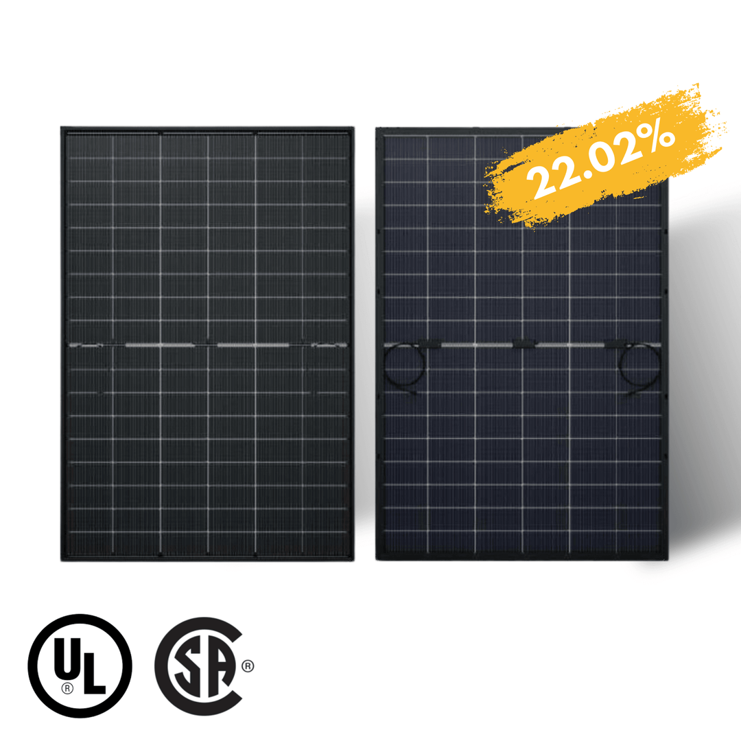 Maple Leaf All Black Bifacial Solar Panel 860W (2 x 430W) - N-type Mono Cells | PERC & Half-cut | W/ 10 Busbar Technology |  IP68 Junction Box