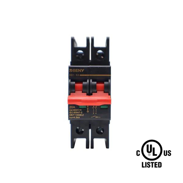 20A 2P DC Circuit Breaker 600V - cULus | Meets CSA Standards | Fireproof Shell For Solar Panel