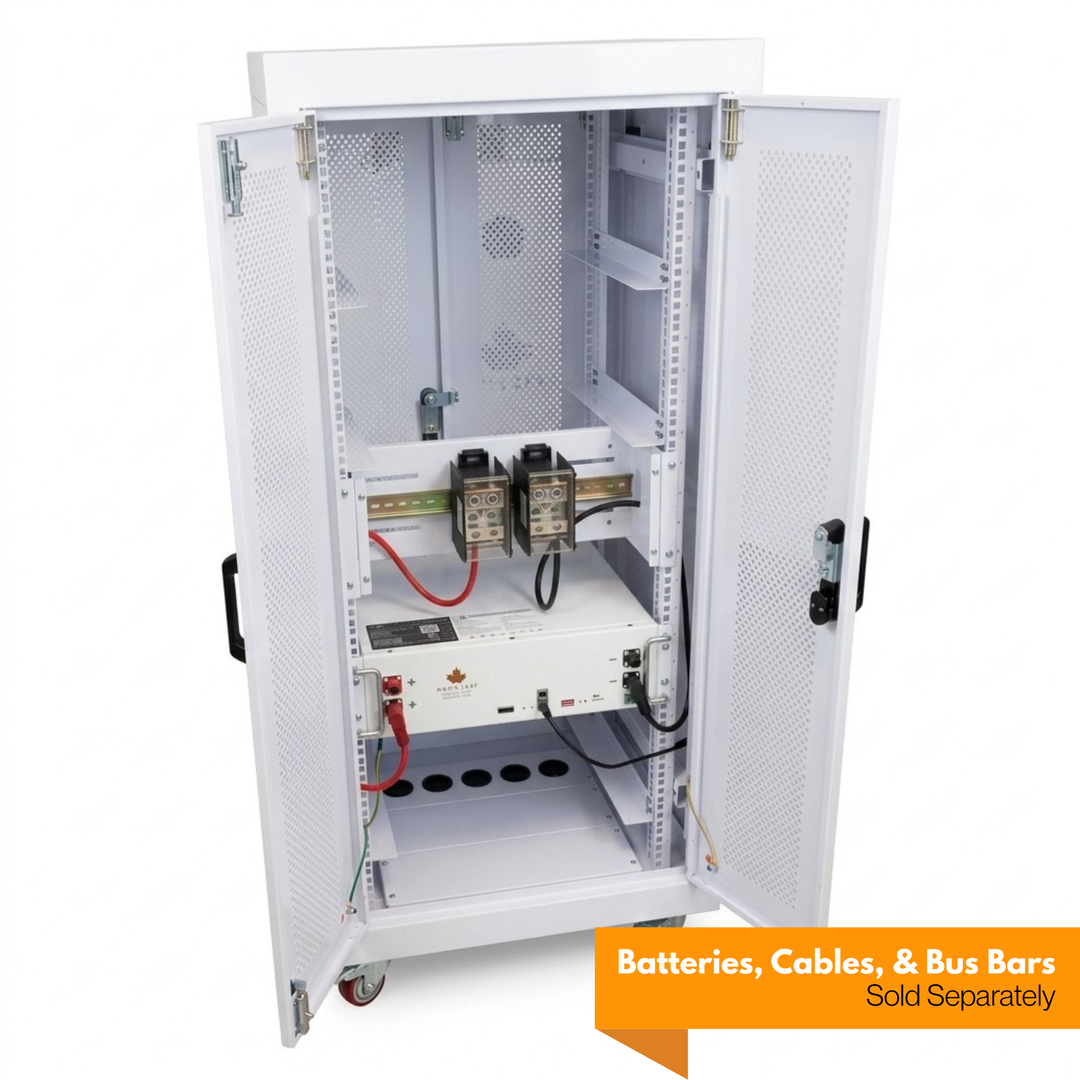 Maple Leaf Indoor Battery Cabinet for Solar Power Systems | Fits Standard Server-Rack Batteries | Durable All-Steel Construction | Version 2