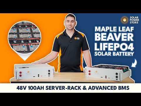 Maple Leaf 48v 100Ah Server Rack Beaver Non-Heated Solar Battery | Deep Cycle LiFePO4 Battery | W/ BMS, LED & CAN/RS485 Port