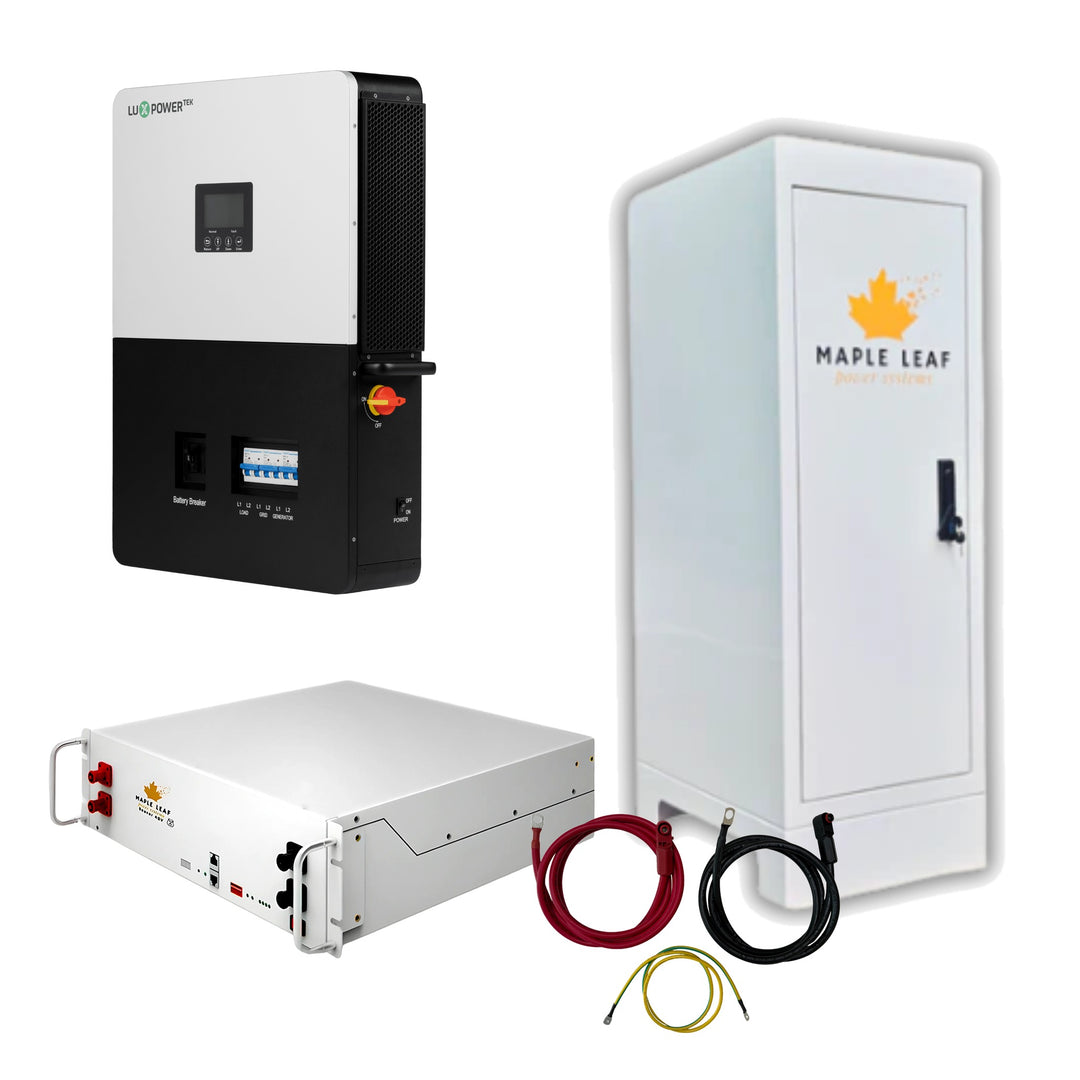 Sump pump battery backup kit: Luxpower LXP6K inverter, Maple Leaf Beaver Heated battery, Mountie cabinet and battery cables