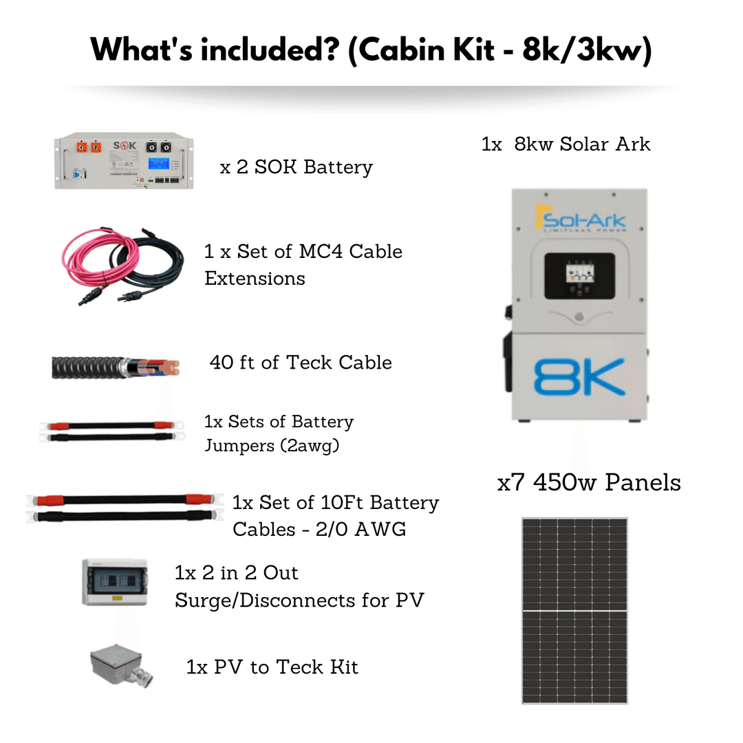 Sol-Ark 15k & 8k Solar Kit - Complete Hybrid Or Off-Grid Solar System | SOK Battery 48V 100AH Batteries | CSA Approved