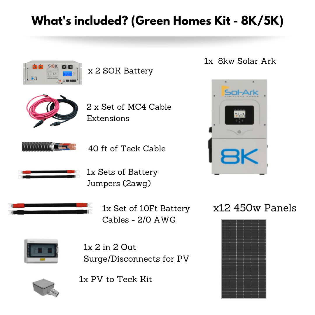 Sol-Ark 15k & 8k Solar Kit - Complete Hybrid Or Off-Grid Solar System | SOK Battery 48V 100AH Batteries | CSA Approved