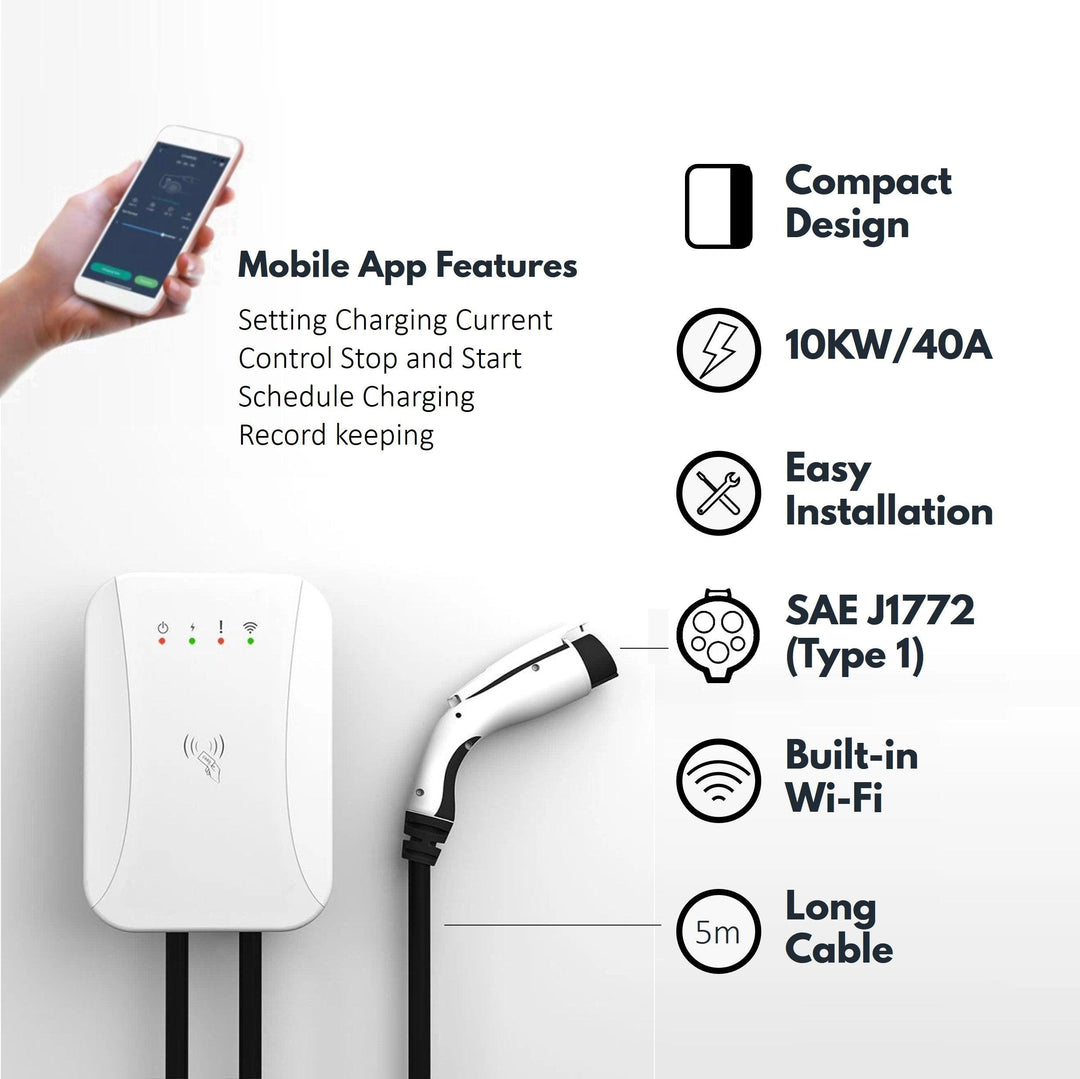 Level-2 Smart Electric Vehicle Charger - EV Car Charger 40Ah | Wi-Fi Enabled | 10Kw/40A 240V