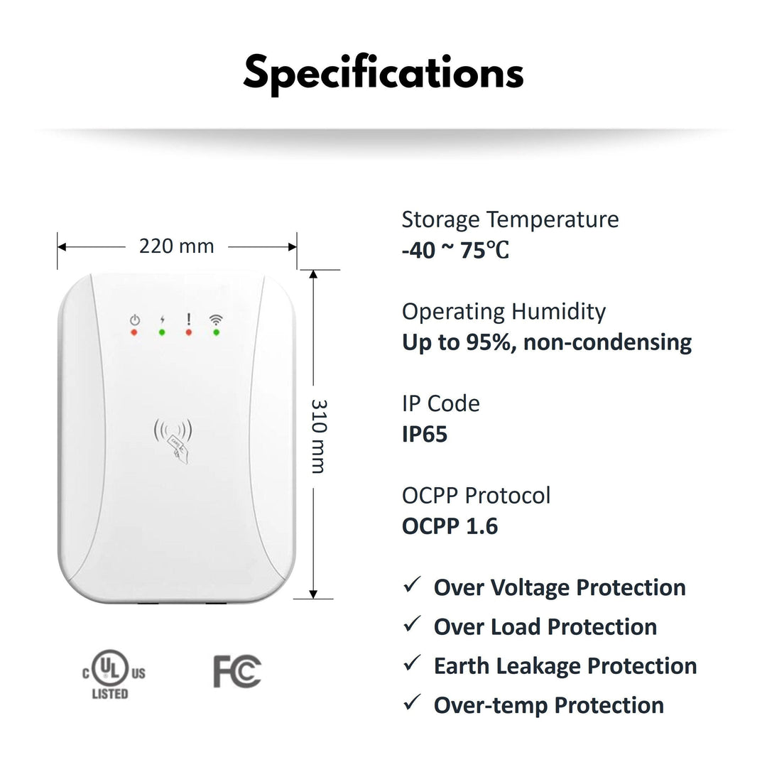 Level-2 Smart Electric Vehicle Charger - EV Car Charger 40Ah | Wi-Fi Enabled | 10Kw/40A 240V