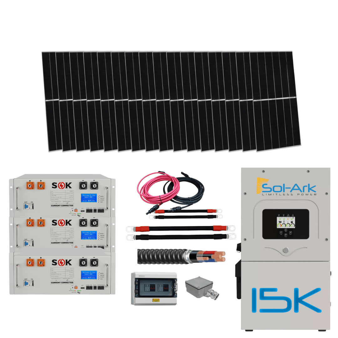 Sol-Ark 15k & 8k Solar Kit - Complete Hybrid Or Off-Grid Solar System | SOK Battery 48V 100AH Batteries | CSA Approved