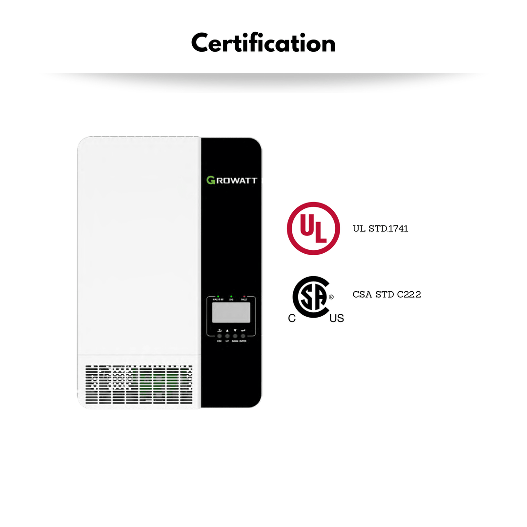 Growatt Solar Inverter 48V SPF 3500TL LVM-US 120V - Split Phase 120/240 With Two Units