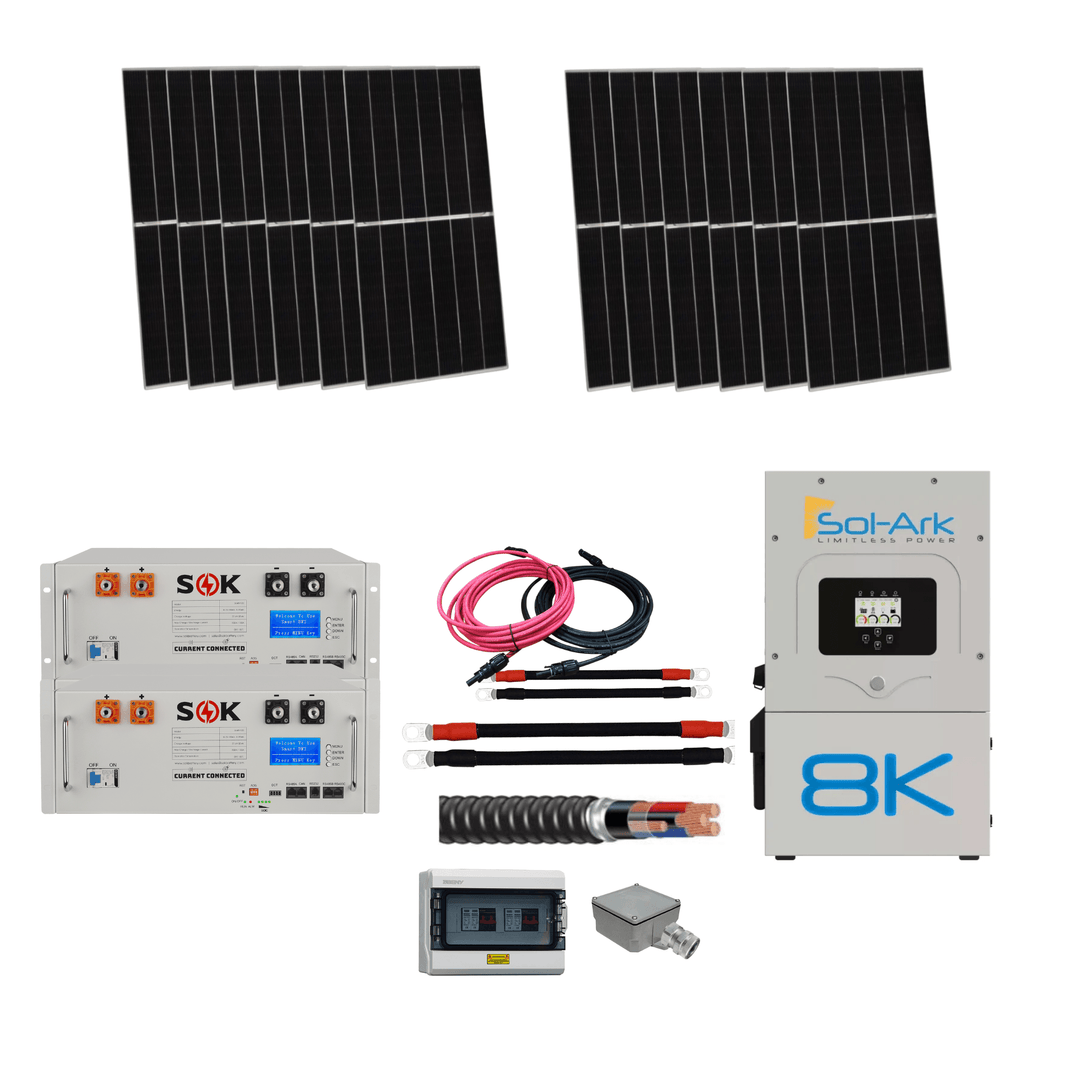 Sol-Ark 15k & 8k Solar Kit - Complete Hybrid Or Off-Grid Solar System | SOK Battery 48V 100AH Batteries | CSA Approved