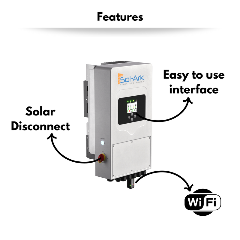 Sol-Ark 5k-1P Hybrid Inverter - Single Phase Inverter, 10kw Solar Input (500VOC), 2MPPT Controllers, All In One Inverter From Sol Ark For Off Grid Use