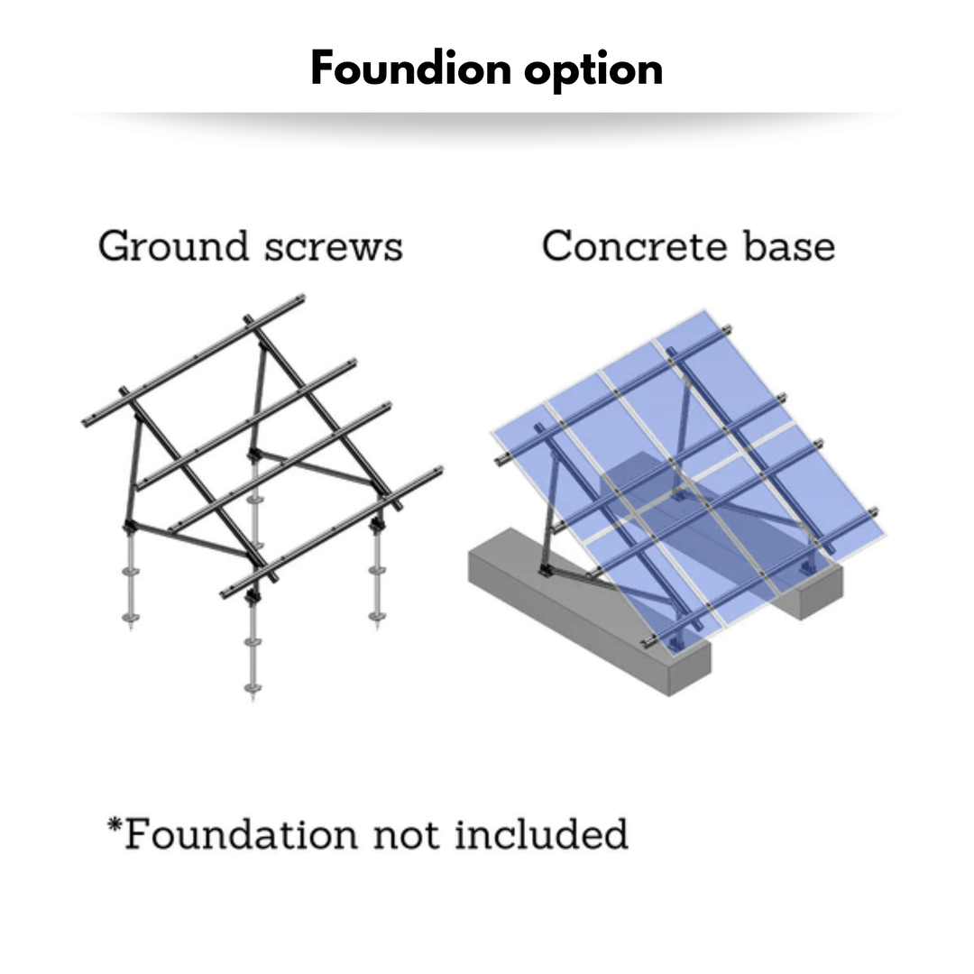 Kinetic Solar Angle-Adjustable Ground Mount Kit - 6, 8, 10, 12 ,16, Or 18 Panel Ground Mount | Easy Installation