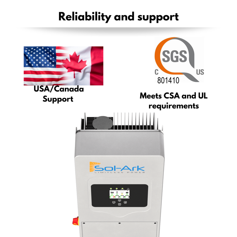 Sol-Ark 5k-1P Hybrid Inverter - Single Phase Inverter |10kw Solar Input (500VOC) | 2MPPT Controllers | For Off Grid Uses