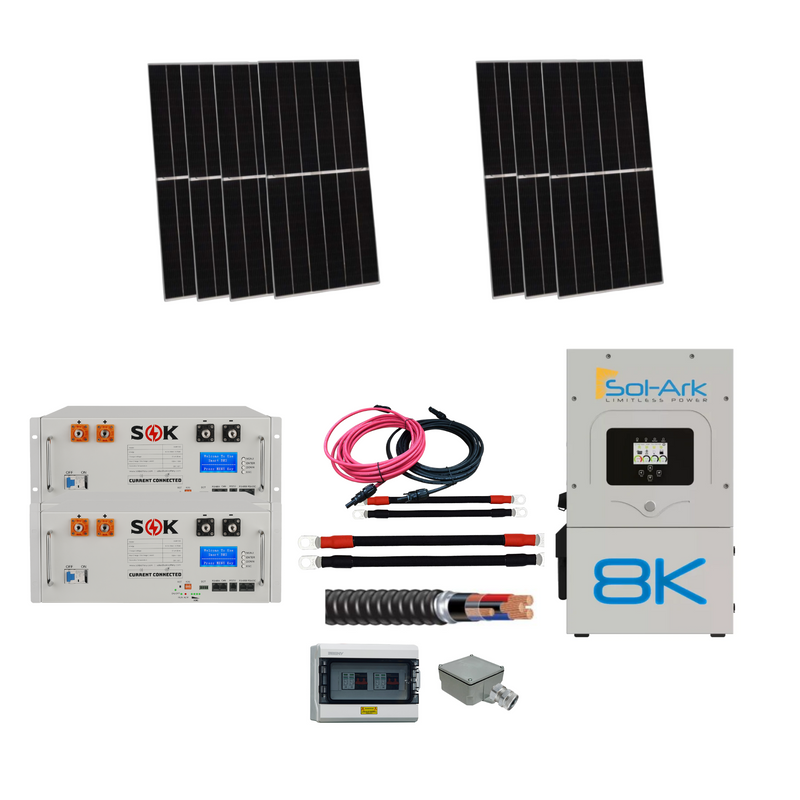 Sol Ark 15k and 8k Solar Kit - Complete Hybrid Or Off Grid Solar System With SOK 48V 100AH Batteries - Full Certified to CSA Requirements and CANADA GREEN HOMES KIT