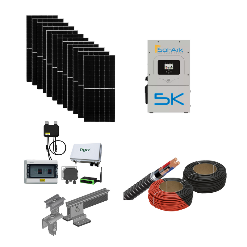 Sol Ark 5kw Hybrid Inverter Kit - [SHINGLED ROOF KIT], Kit for Roof Mounting Meets The Canada Green Homes Requirements