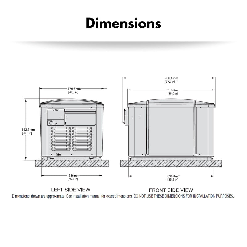 Generator Dimention GENERAC 7.5 KW Air Cooled Standby Generator Steel Enclosure 8 Circuit