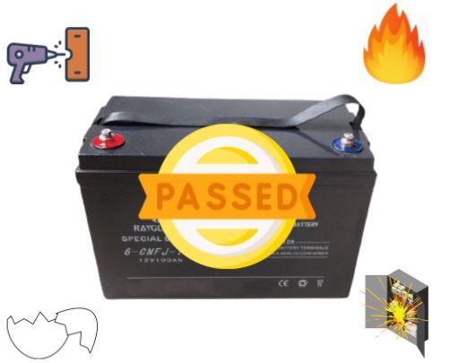 Lead crystal battery passed drill test, fire test, cracked shell test and open test